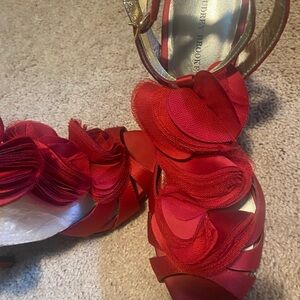 Audrey Brooke Red Ruffled Heels
